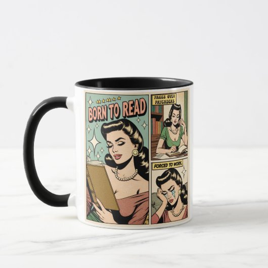 Mug Né Pour Lire Retro Funny Book Cup Pour Lecteurs (Gauche)