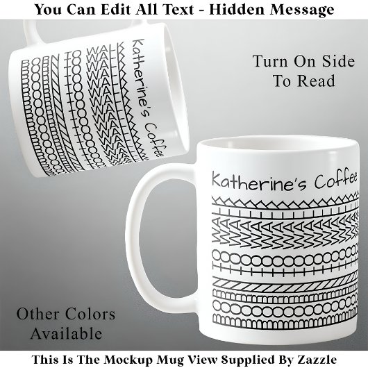 Mug Né pour marcher & Message caché 143BW Marche