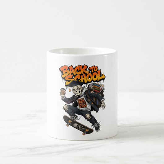 Mug Né pour patiner, forcé d'étudier Squelette drôle (Centre)