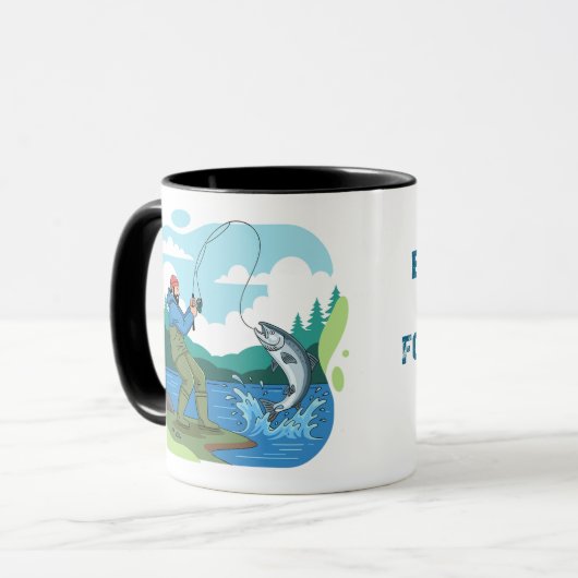 Mug Né pour pêcher, forcé de travailler, pêche drôle (Devant gauche)