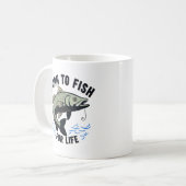 Mug Né pour pêcher pour la vie (Devant gauche)