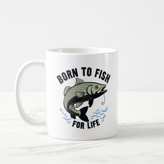 Mug Né pour pêcher pour la vie (Gauche)