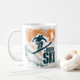 Mug Né pour skier   Design de ski vintage