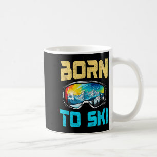 Mug Né pour skier lunettes de ski drôles montagne hive