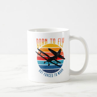Mug Né pour voler, mais forcé pour travailler - Cadeau