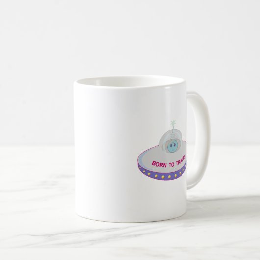 Mug Né pour voyager mignon alien & soucoupe volante (Devant droit)
