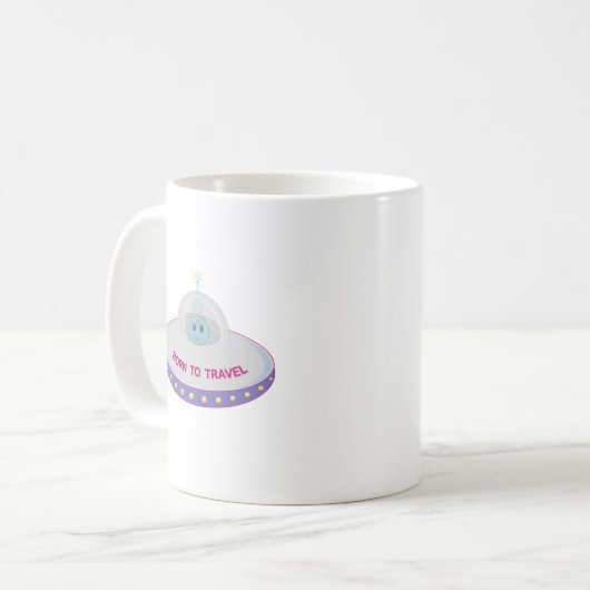 Mug Né pour voyager mignon alien & soucoupe volante (Devant gauche)