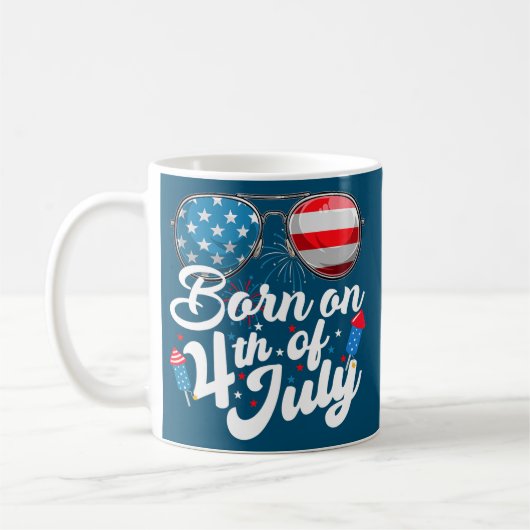 Mug Né Sur 4 juillet Lunettes De Soleil Anniversaire F (Gauche)
