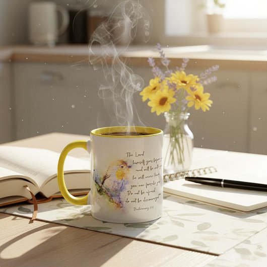 Mug Ne te décourage pas, oiseau à l'aquarelle  