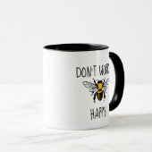 Mug Ne t'inquiète pas, sois heureux jaune (Devant droit)