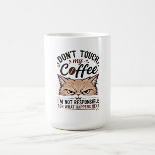 Mug Ne Touchez Pas Mon Café T-Shirt Drôle de Chat Grin