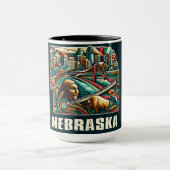 Mug Nebraska Bold Geometry City Skyline Art (Centre)