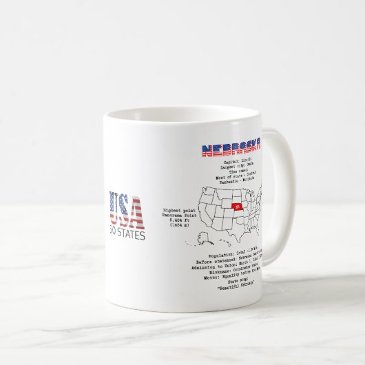 Mug Nebraska. L'état des États-Unis d'Amérique (Devant droit)