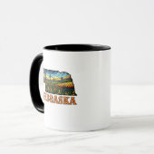 Mug Nebraska Tattoo Style Outline with Cornfields (Devant gauche)