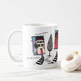 Mug Needle punch design abstract houses mug/home sweet