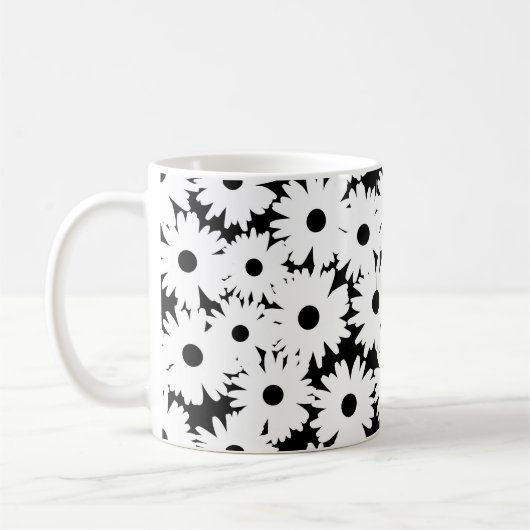 Mug Négative Space Daisées blanc sur noir (Gauche)