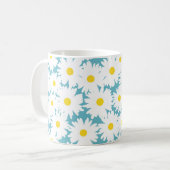 Mug Négative Space Daisies blanc jaune sur bleu (Devant gauche)