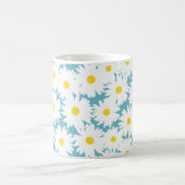Mug Négative Space Daisies blanc jaune sur bleu (Centre)