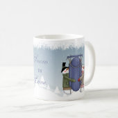 Mug Neige dans l'amour - Snowman Couple Going Sledding (Devant droit)