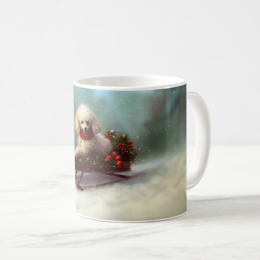 Mug Neige de Noël caniche hiver (Devant droit)