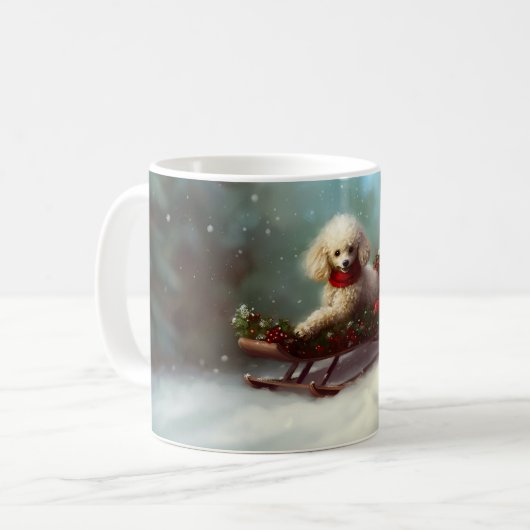 Mug Neige de Noël caniche hiver (Devant gauche)