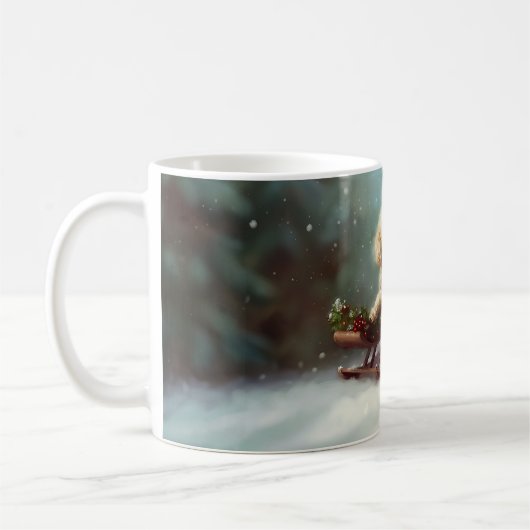 Mug Neige de Noël caniche hiver (Gauche)