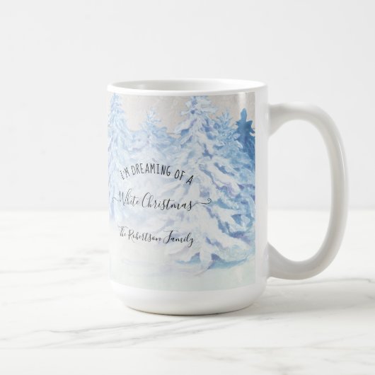 Mug Neige Rustique Forêt rêve White Noël Famille (Droite)
