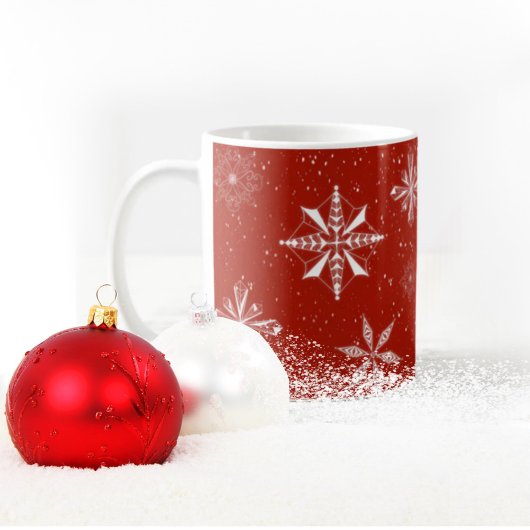Mug Neige sur toile rouge