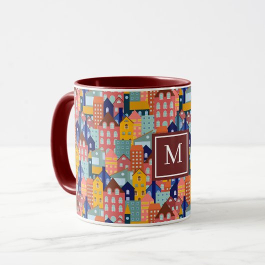 Mug Neighborhood Block City Houses Pattern (Devant gauche)