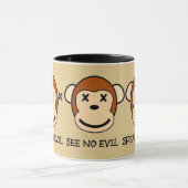 Mug N'entendez pas le design des singes malveillants (Centre)