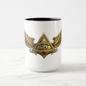 Mug NeoAnkh Œil égyptien d'Horus Pyramide ailée dorée (Centre)