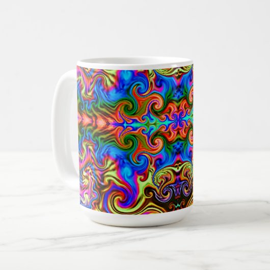 Mug Neon arc-en-ciel psychédélique super-trippy café M (Devant gauche)