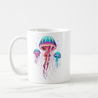 Mug Neon Bioluminescent Jellyfish Trio Aesthetic