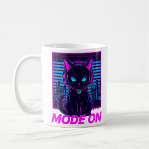 Mug Neon Cat Mode ON - Cyberpunk Gamer Cat