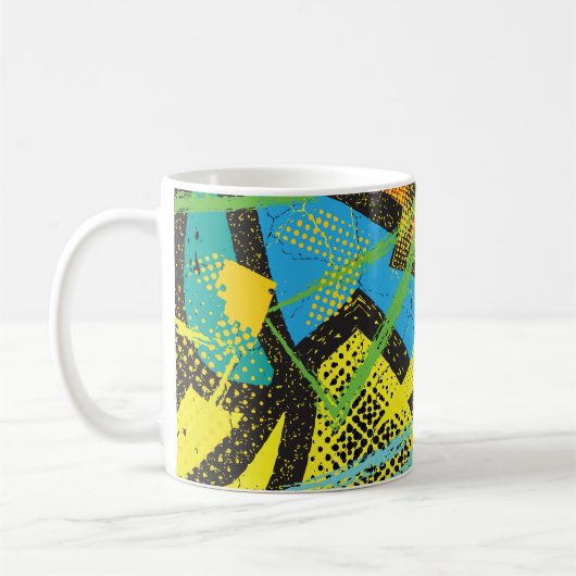 Mug Neon chaotique : Motif de graffiti Abstrait. (Gauche)