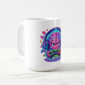 Mug Neon Cyberpunk Gamer Brain Level Up Controller (Devant gauche)