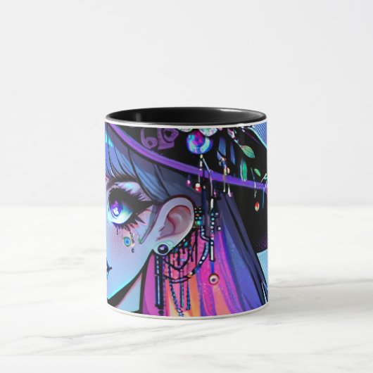 Mug Neon Cyberpunk Tech Witch - Futuristic Art Design (Centre)