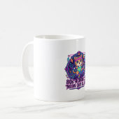 Mug Néon de chat d'aérobic des années 80 - Conception (Devant gauche)