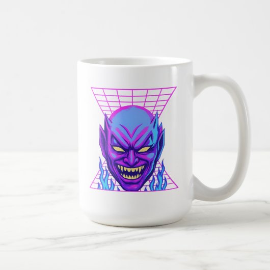 Mug Neon Devil Synthwave Démon Tête Rétro Horreur (Droite)