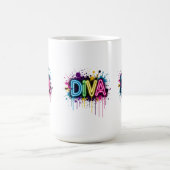 Mug Neon Diva Graffiti Collage with Dripping Paint on (Centre)