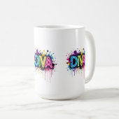 Mug Neon Diva Graffiti Collage with Dripping Paint on (Devant droit)