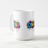 Mug Neon Diva Graffiti Collage with Dripping Paint on (Devant gauche)