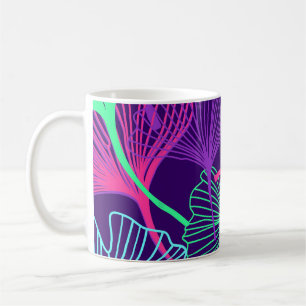 Mug Neon Gingko Feuilles : Floral brillant.