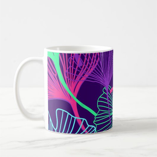 Mug Neon Gingko Feuilles : Floral brillant. (Gauche)