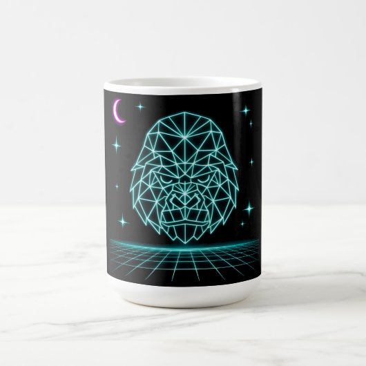 Mug Neon Gorilla Synthwave - Retro Power Beast (Centre)
