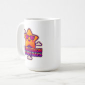 Mug Neon Kawaii Star - "Shine even on Cloudy Days" (Devant gauche)
