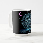 Mug Neon Lion Synthwave - Roi Prédateur Rétro (Devant gauche)
