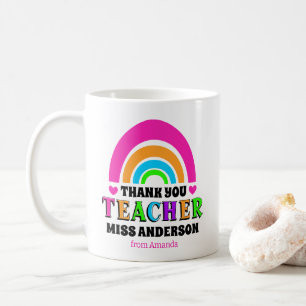 Mug Neon moderne arc-en-ciel professeur merci cadeau