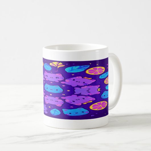 Mug : Neon Neko Citrus Mandala (Devant droit)