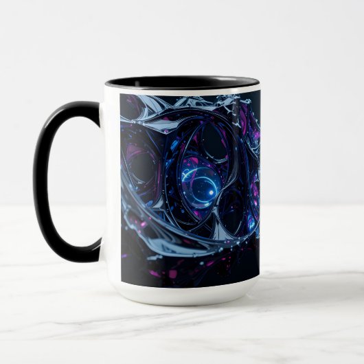 Mug Neon Nexus : Structure Techno-Organique Intertissé (Gauche)